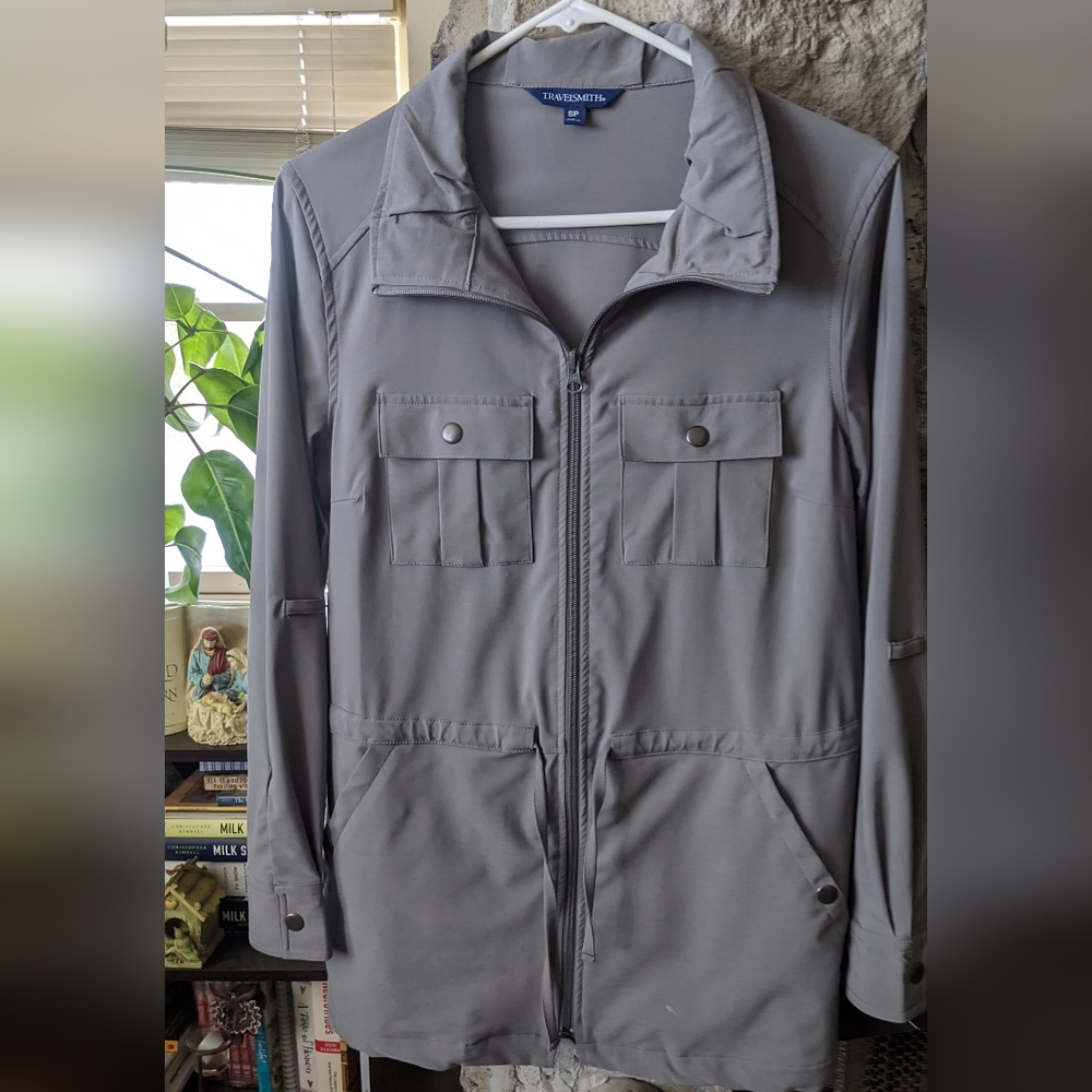 TravelSmith Woman's Gray Military Jacket